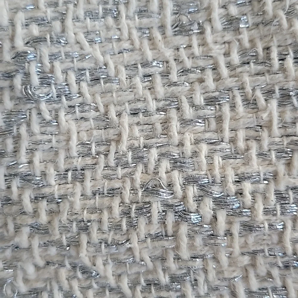 West Elm Hand Crafted Silver Metallic Yarn And Cotton Pillow Cover